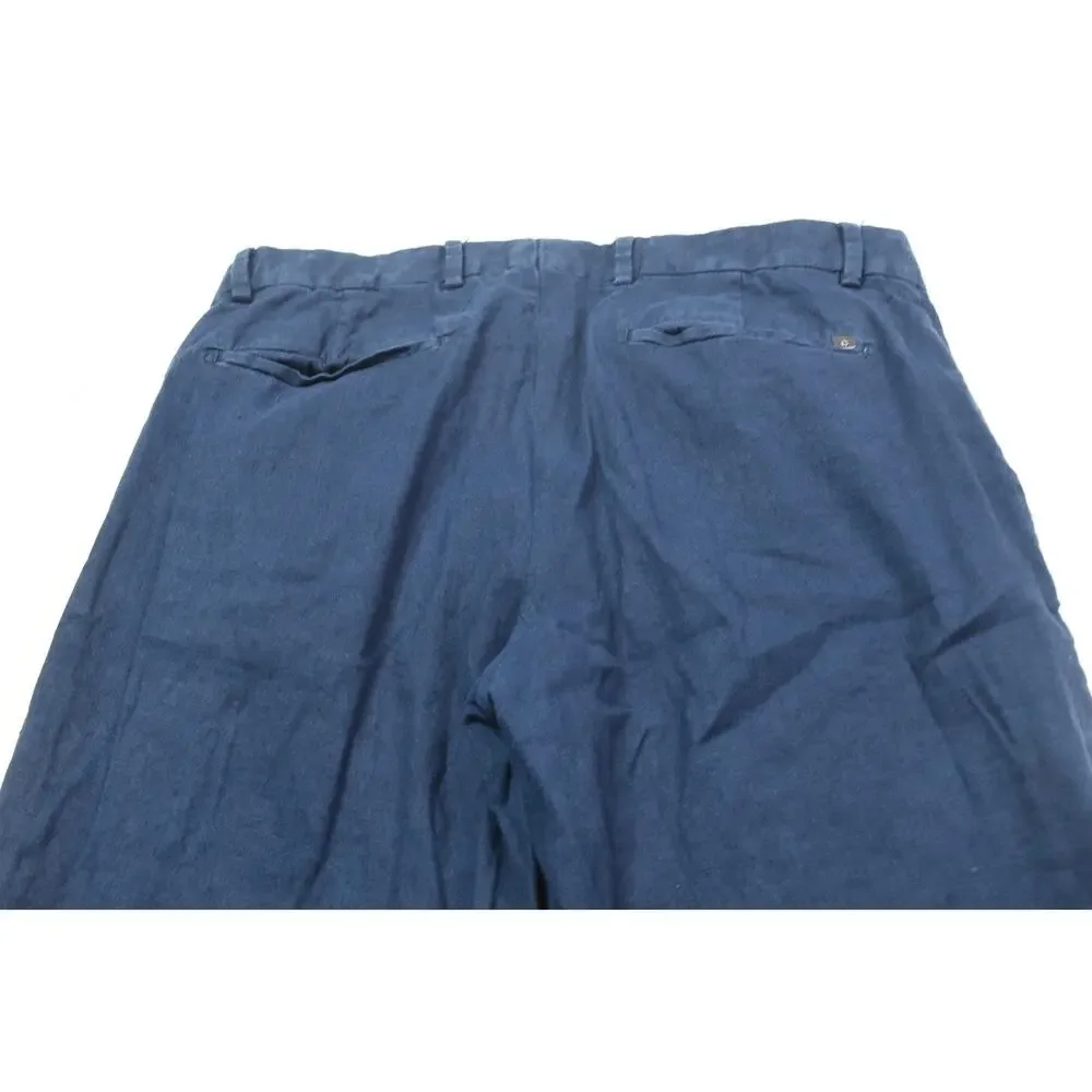 SPOKE Linen Lights Build B Pants Mens 32 Navy Blue Straight Leg Slim Fit Cotton